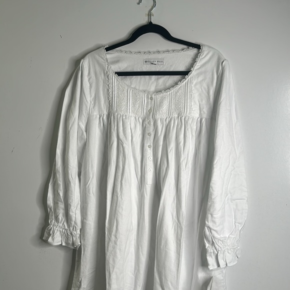 Eileen west Olivia long poet night gown cotton Rayon white dress size medium new - Picture 6 of 12